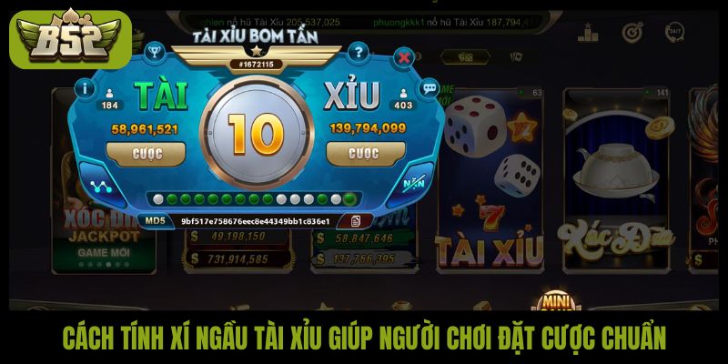 Cách tính xí ngầu tài xỉu giúp người chơi đặt cược chuẩn